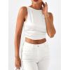 imageSHENHE Womens Satin Crop Top Ruched Tie Bow Tops Sexy Boat Neck Open Back Sparkle Silk Blouse Going OutWhite