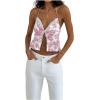 imageSHENHE Womens Sexy Halter Top Floral Sleeveless Contrast Lace Summer Backless Cami Crop TopPink
