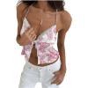 imageSHENHE Womens Sexy Halter Top Floral Sleeveless Contrast Lace Summer Backless Cami Crop TopPink