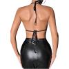 imageSHENHE Womens Sexy Sequin Halter Backless Rhinestone Fringe Glitter Party Club Crop TopBlack