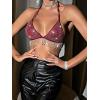 imageSHENHE Womens Sexy Sequin Halter Backless Rhinestone Fringe Glitter Party Club Crop TopBurgundy