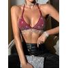 imageSHENHE Womens Sexy Sequin Halter Backless Rhinestone Fringe Glitter Party Club Crop TopBurgundy
