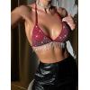 imageSHENHE Womens Sexy Sequin Halter Backless Rhinestone Fringe Glitter Party Club Crop TopBurgundy