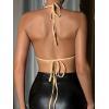 imageSHENHE Womens Sexy Sequin Halter Backless Rhinestone Fringe Glitter Party Club Crop TopChampagne