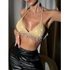 imageSHENHE Womens Sexy Sequin Halter Backless Rhinestone Fringe Glitter Party Club Crop TopChampagne