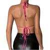 imageSHENHE Womens Sexy Sequin Halter Backless Rhinestone Fringe Glitter Party Club Crop TopHot Pink
