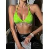 imageSHENHE Womens Sexy Sequin Halter Backless Rhinestone Fringe Glitter Party Club Crop TopNeon Green