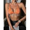 imageSHENHE Womens Sexy Sequin Halter Backless Rhinestone Fringe Glitter Party Club Crop TopOrange