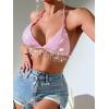 imageSHENHE Womens Sexy Sequin Halter Backless Rhinestone Fringe Glitter Party Club Crop TopPink