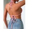 imageSHENHE Womens Sexy Sequin Halter Backless Rhinestone Fringe Glitter Party Club Crop TopPink
