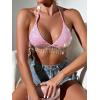 imageSHENHE Womens Sexy Sequin Halter Backless Rhinestone Fringe Glitter Party Club Crop TopPink