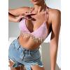 imageSHENHE Womens Sexy Sequin Halter Backless Rhinestone Fringe Glitter Party Club Crop TopPink