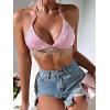 imageSHENHE Womens Sexy Sequin Halter Backless Rhinestone Fringe Glitter Party Club Crop TopPink