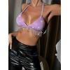imageSHENHE Womens Sexy Sequin Halter Backless Rhinestone Fringe Glitter Party Club Crop TopPurple