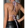imageSHENHE Womens Sexy Sequin Halter Backless Rhinestone Fringe Glitter Party Club Crop TopPurple