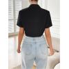 imageSHENHE Womens Short Sleeve Button Up Shirt Casual Collared Cropped Button Down TopBlack