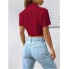 imageSHENHE Womens Short Sleeve Button Up Shirt Casual Collared Cropped Button Down TopBurgundy