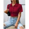 imageSHENHE Womens Short Sleeve Button Up Shirt Casual Collared Cropped Button Down TopBurgundy