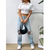 imageSHENHE Womens Short Sleeve Button Up Shirt Casual Collared Cropped Button Down TopWhite