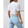 imageSHENHE Womens Short Sleeve Button Up Shirt Casual Collared Cropped Button Down TopWhite