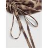 imageSHENHE Womens Tie Dye Halter Neck Draped Front Ruched Drawstring Backless Crop TopMocha Brown