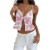 imageSHENHE Womens Sexy Halter Top Floral Sleeveless Contrast Lace Summer Backless Cami Crop TopPink