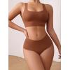 imageSHENHE Womens 2 Piece Seamless No Show Lingerie Set Racerback Bra and High Waisted UnderwearBrown