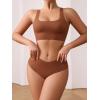imageSHENHE Womens 2 Piece Seamless No Show Lingerie Set Racerback Bra and High Waisted UnderwearBrown