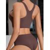 imageSHENHE Womens 2 Piece Seamless No Show Lingerie Set Racerback Bra and High Waisted UnderwearCoffee Brown