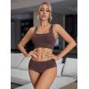 imageSHENHE Womens 2 Piece Seamless No Show Lingerie Set Racerback Bra and High Waisted UnderwearCoffee Brown