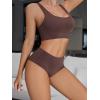 imageSHENHE Womens 2 Piece Seamless No Show Lingerie Set Racerback Bra and High Waisted UnderwearCoffee Brown