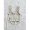 imageSHENHE Womens Asymmetrical Frilled Wide Strap Tank Top Button Down Crop Knit TopApricot