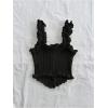 imageSHENHE Womens Asymmetrical Frilled Wide Strap Tank Top Button Down Crop Knit TopBlack
