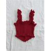 imageSHENHE Womens Asymmetrical Frilled Wide Strap Tank Top Button Down Crop Knit TopRed