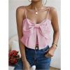 imageSHENHE Womens Bow Front Sleeveless Spaghetti Strap Shirred Cami Tank Crop TopsLight Pink