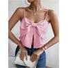 imageSHENHE Womens Bow Front Sleeveless Spaghetti Strap Shirred Cami Tank Crop TopsLight Pink