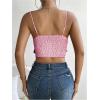 imageSHENHE Womens Bow Front Sleeveless Spaghetti Strap Shirred Cami Tank Crop TopsLight Pink