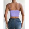 imageSHENHE Womens Bow Front Sleeveless Spaghetti Strap Shirred Cami Tank Crop TopsMauve Purple