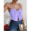imageSHENHE Womens Bow Front Sleeveless Spaghetti Strap Shirred Cami Tank Crop TopsMauve Purple