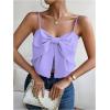 imageSHENHE Womens Bow Front Sleeveless Spaghetti Strap Shirred Cami Tank Crop TopsMauve Purple