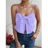 imageSHENHE Womens Bow Front Sleeveless Spaghetti Strap Shirred Cami Tank Crop TopsMauve Purple