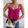 imageSHENHE Womens Bow Front Sleeveless Spaghetti Strap Shirred Cami Tank Crop TopsRed Violet