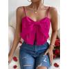 imageSHENHE Womens Bow Front Sleeveless Spaghetti Strap Shirred Cami Tank Crop TopsRed Violet