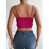 imageSHENHE Womens Bow Front Sleeveless Spaghetti Strap Shirred Cami Tank Crop TopsRed Violet
