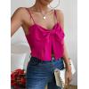 imageSHENHE Womens Bow Front Sleeveless Spaghetti Strap Shirred Cami Tank Crop TopsRed Violet