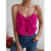 imageSHENHE Womens Bow Front Sleeveless Spaghetti Strap Shirred Cami Tank Crop TopsRed Violet