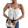 imageSHENHE Womens Bow Front Sleeveless Spaghetti Strap Shirred Cami Tank Crop TopsWhite