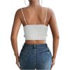imageSHENHE Womens Bow Front Sleeveless Spaghetti Strap Shirred Cami Tank Crop TopsWhite