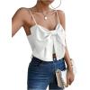 imageSHENHE Womens Bow Front Sleeveless Spaghetti Strap Shirred Cami Tank Crop TopsWhite