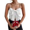 imageSHENHE Womens Bow Front Sleeveless Spaghetti Strap Shirred Cami Tank Crop TopsWhite